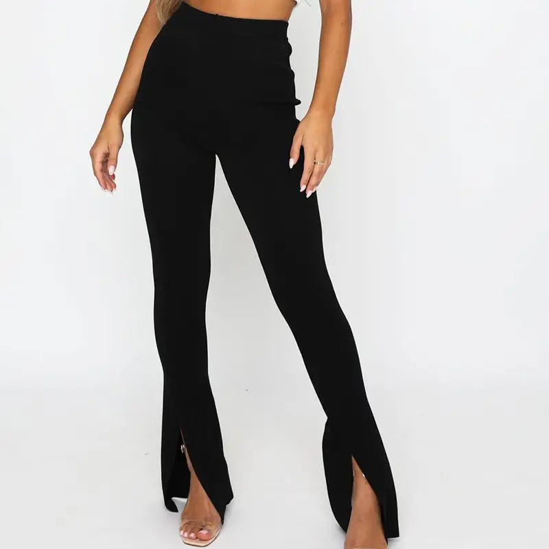 Front slit flare jeans - high waist - m / black - jeans