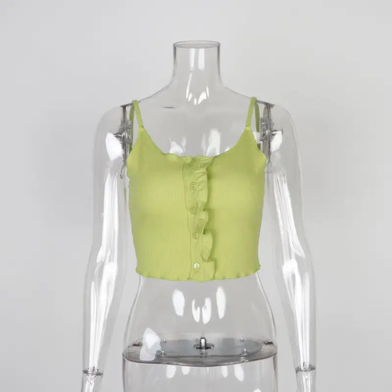 U-neck sling crop top with fungus and slim fit vest