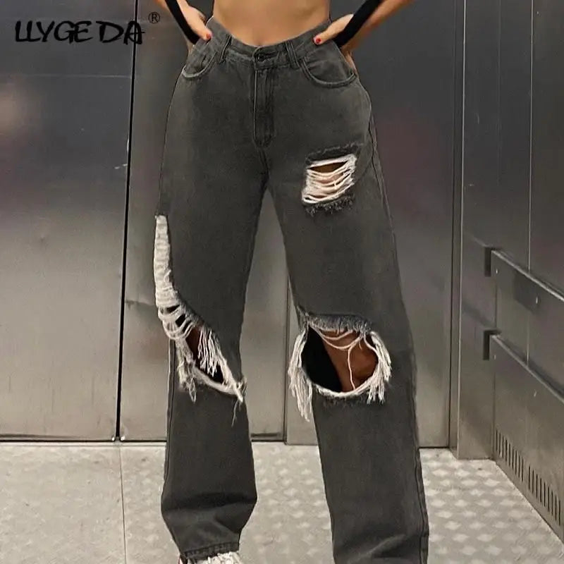 Urban edge distressed gray ripped jeans - jeans