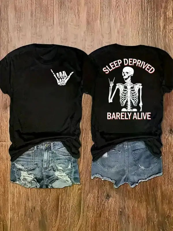 Sleep deprived skeleton tee: bold & comfy style - xxl / black - shirt