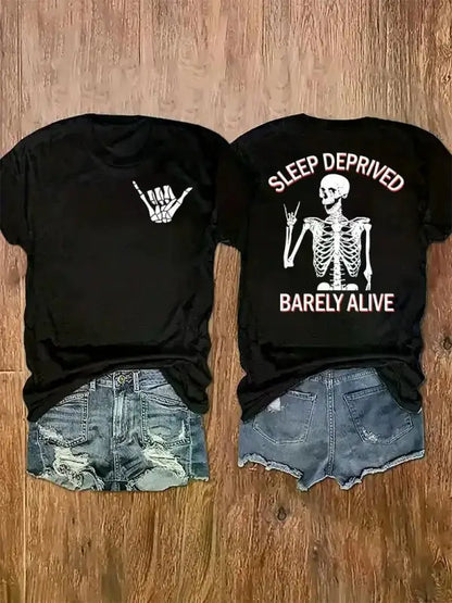 Sleep deprived skeleton tee: bold & comfy style - xxl / black - shirt