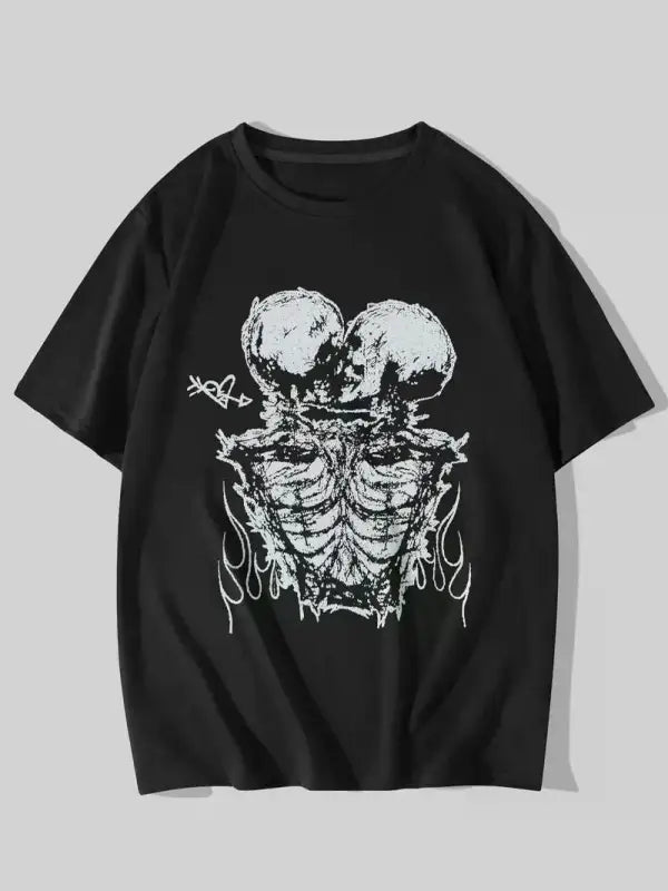 Bone buds graphic tee: spooky style for all! - l / black - tshirt
