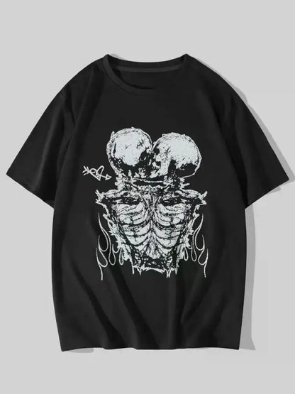 Bone buds graphic tee: spooky style for all! - l / black - tshirt