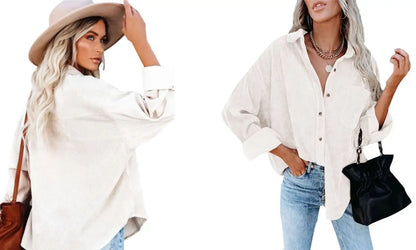 Chic corduroy pocket blouse: effortless everyday elegance - blouse