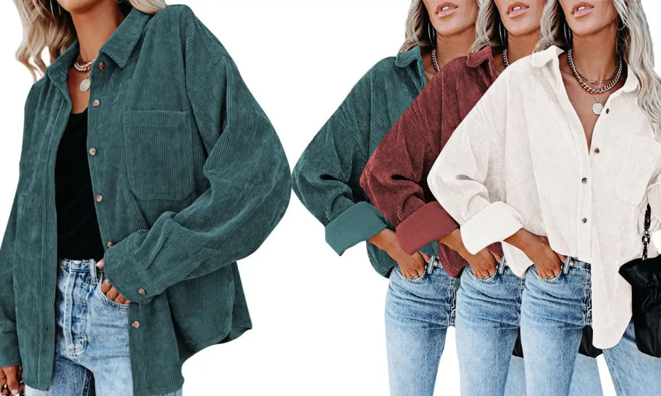 Chic corduroy pocket blouse: effortless everyday elegance - blouse