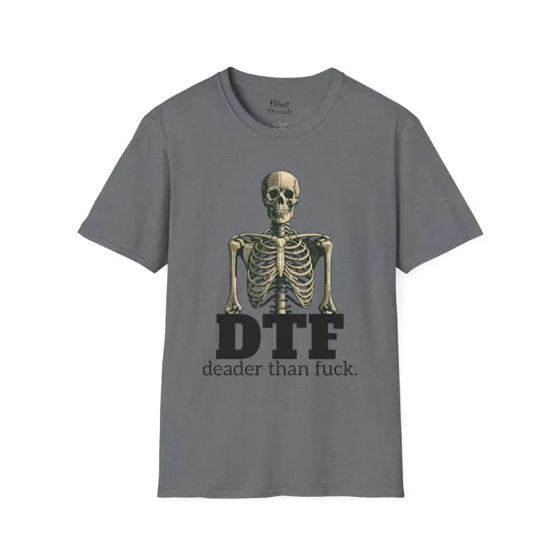 Chillin’ bones: dtf skeleton graphic tee - s / graphite heather - t-shirt