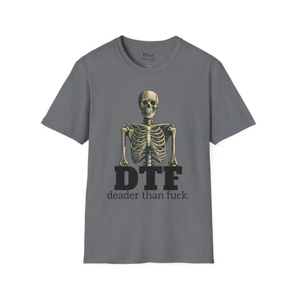 Chillin’ bones: dtf skeleton graphic tee - s / graphite heather - t-shirt
