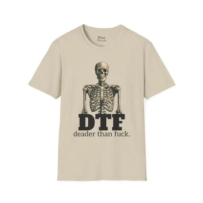 Chillin’ bones: dtf skeleton graphic tee - s / sand - t-shirt