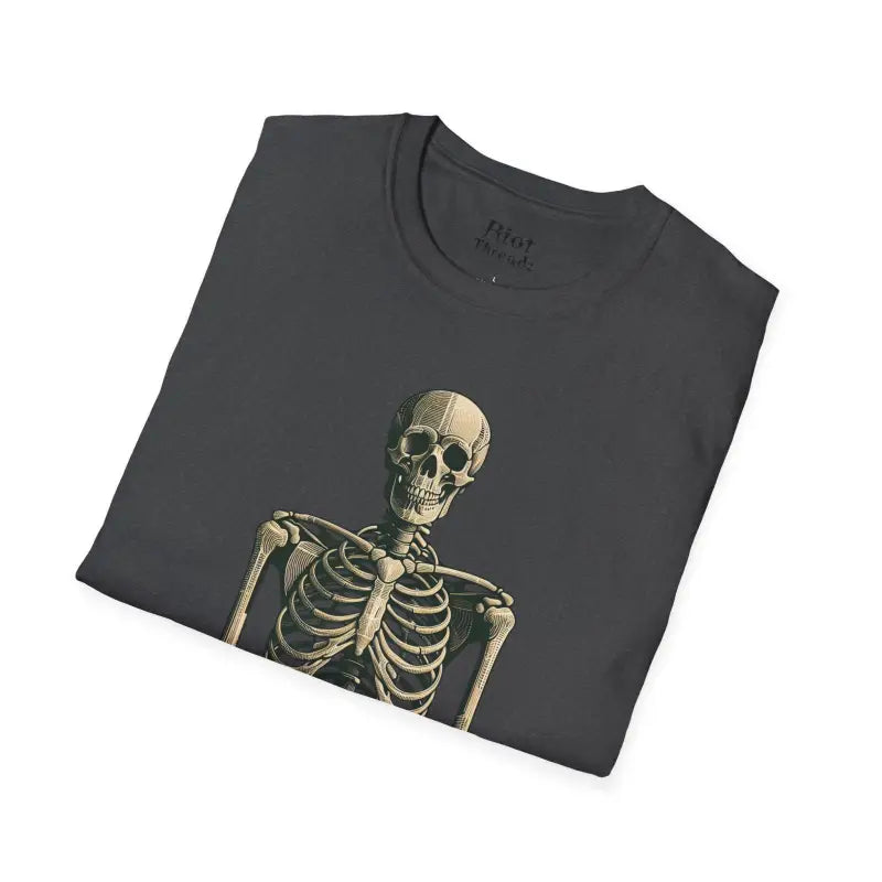 Chillin’ bones: dtf skeleton graphic tee - t-shirt