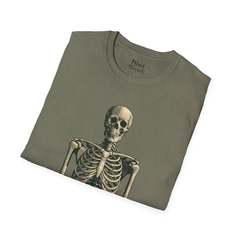 Chillin’ bones: dtf skeleton graphic tee - t-shirt