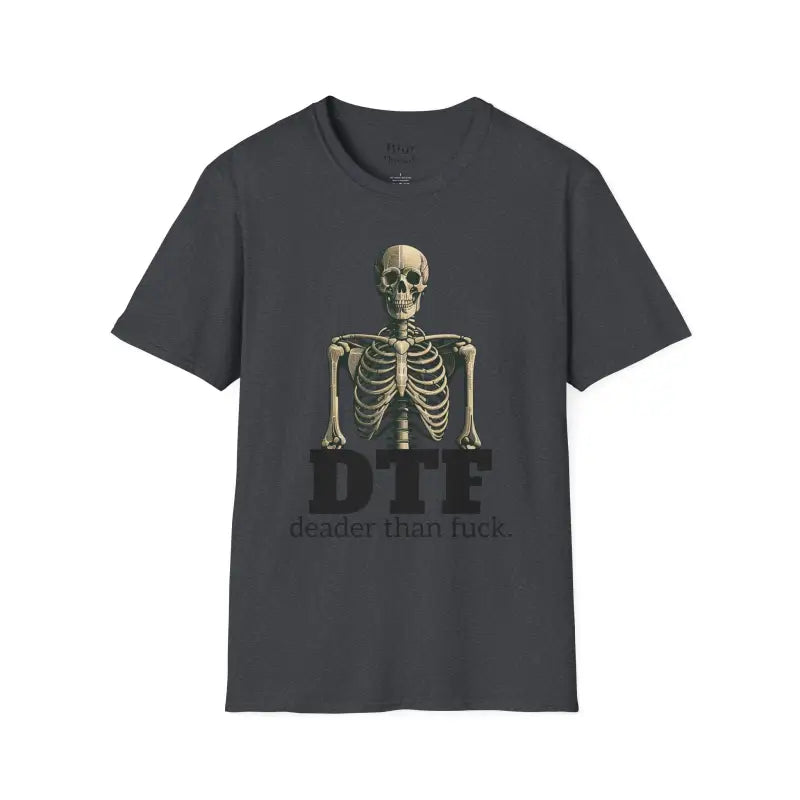 Chillin’ bones: dtf skeleton graphic tee - xs / dark heather grey - t-shirt