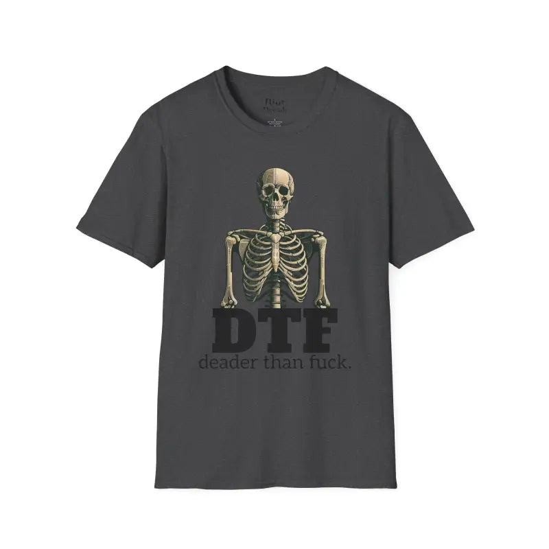 Chillin’ bones: dtf skeleton graphic tee - xs / dark heather - t-shirt