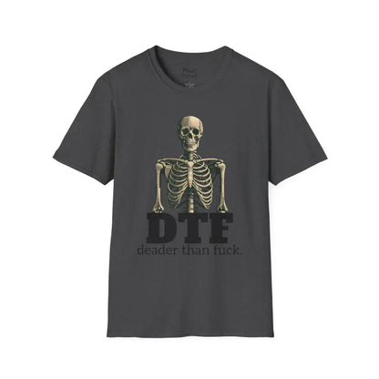Chillin’ bones: dtf skeleton graphic tee - xs / dark heather - t-shirt
