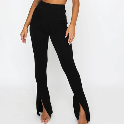 Front slit flare jeans - high waist - m / black - jeans