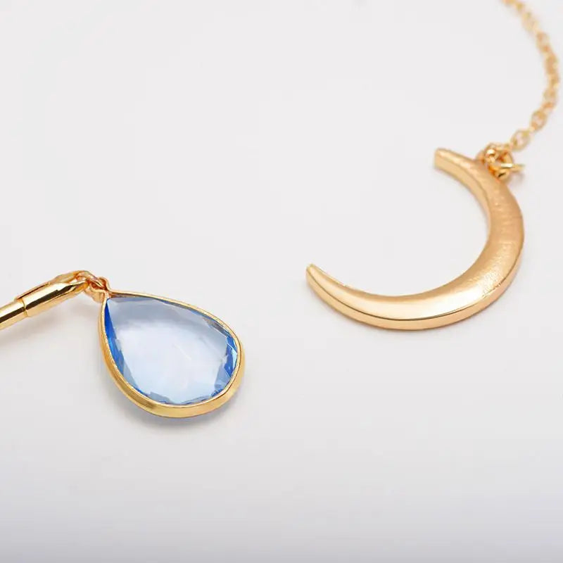 Moon pendants necklace -cubic zirconia - 01# - necklace