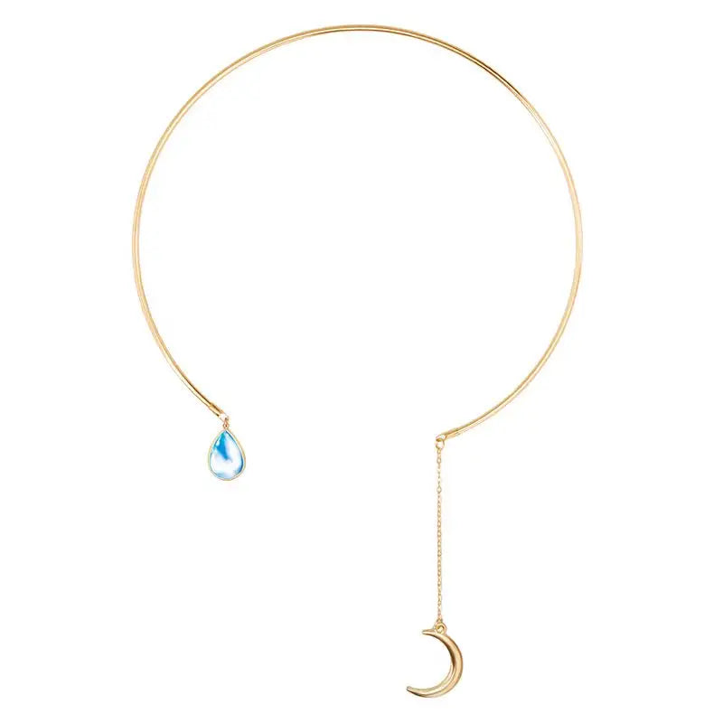 Moon pendants necklace -cubic zirconia - 01# - necklace