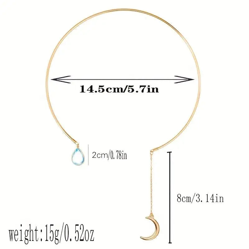 Moon pendants necklace -cubic zirconia - 01# - necklace