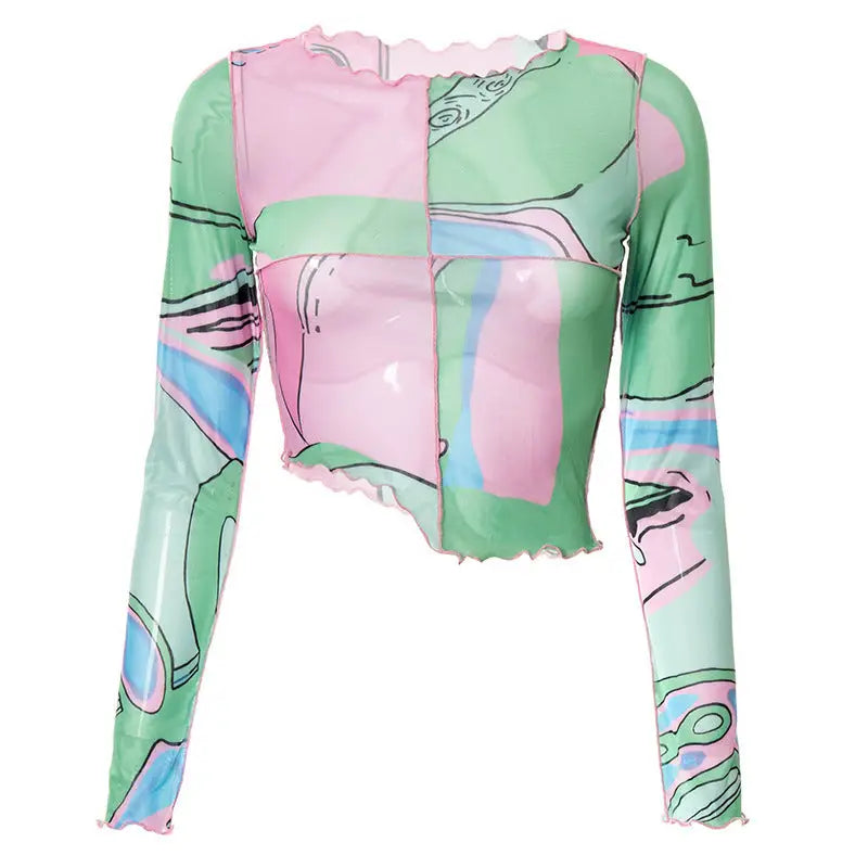 Printed casual long sleeve pullover - shirt