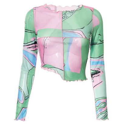 Printed casual long sleeve pullover - shirt