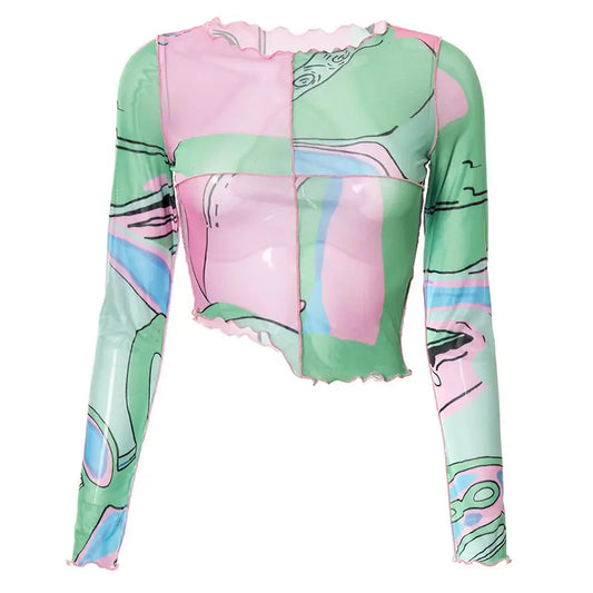 Printed casual long sleeve pullover - shirt