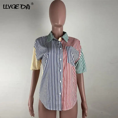 Retro striped button up shirt - button up shirt