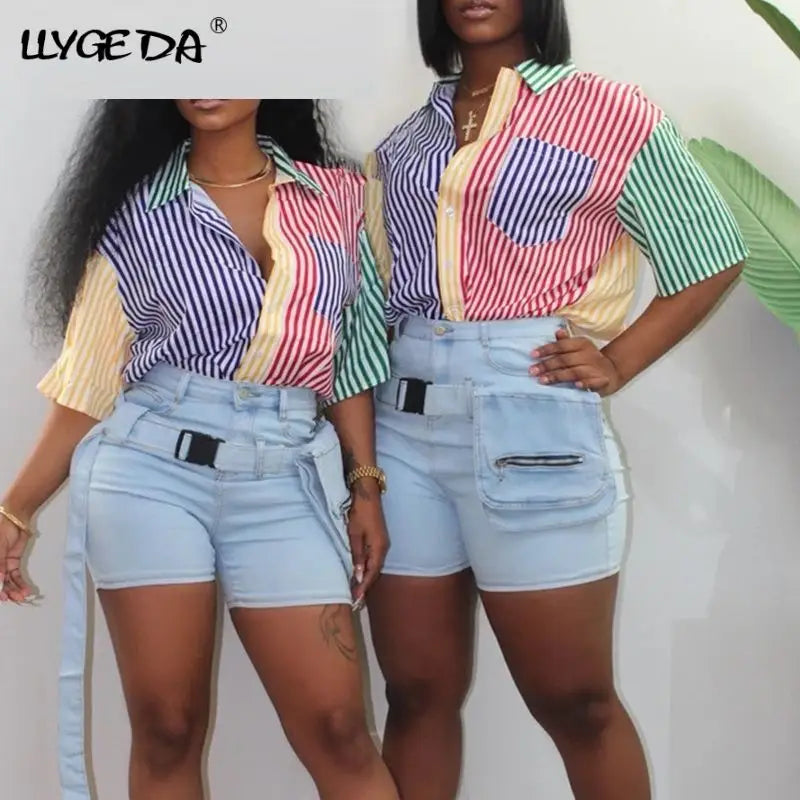 Retro striped button up shirt - button up shirt