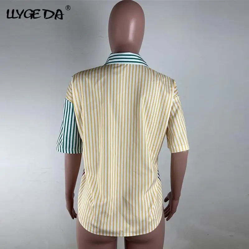 Retro striped button up shirt - button up shirt