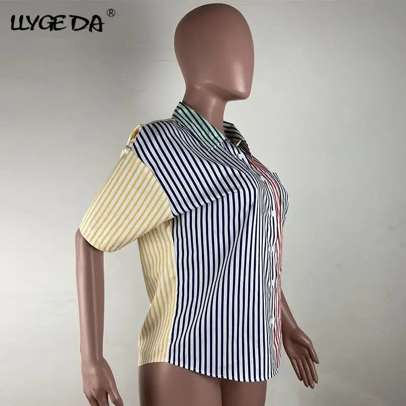 Retro striped button up shirt - button up shirt