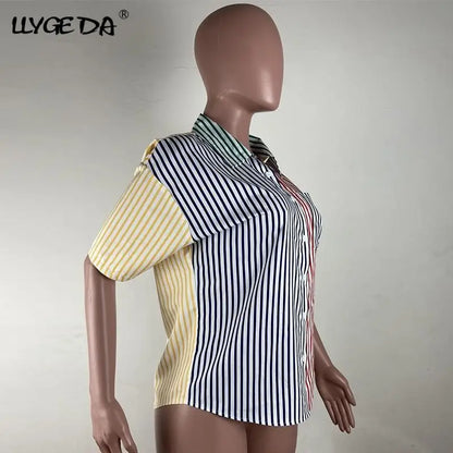 Retro striped button up shirt - button up shirt