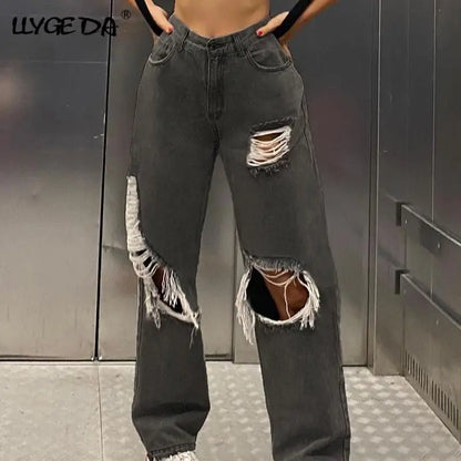 Urban edge distressed gray ripped jeans - jeans