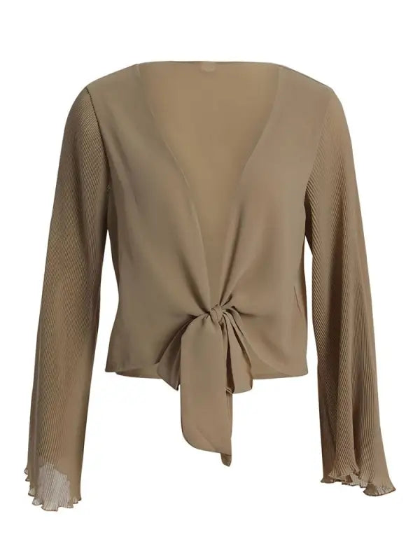 White tie cropped shirt with flared sleeves - tshirt
